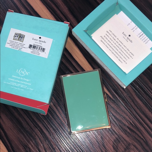 Kate Spade New York Garden Drive Hinged Pocket Frame, Turquoise and Gold NEW - Picture 2 of 7